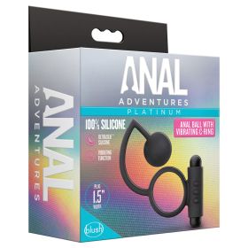 Anal Adventures Platinum Silicone Anal Ball with Vibrating C Ring