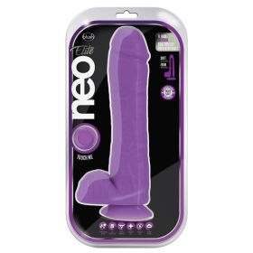 Neo Elite Silicone Dual Density Cock with Balls Neon Purple 11