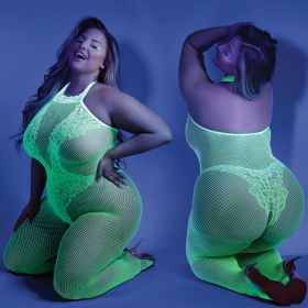 Fantasy Lingerie Glow Moonbeam Crotchless Bodystocking Neon