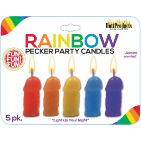 Rainbow Pecker Party Candles Assorted 5pk