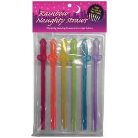 Rainbow Naughty Straws Glow In The Dark (6pk)