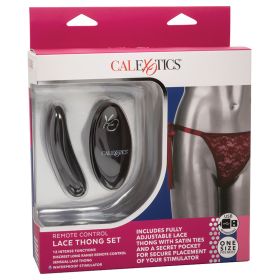 Remote Control Lace Thong Set Burgundy
