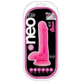 Neo Elite Silicone Dual Density Cock with Balls Neon (Option: PINK 6)