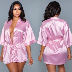 BeWicked Satin Robe (Option: PINK 1X Hanging)