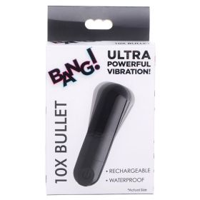 Bang! 10X Rechargeable Vibrating Metallic Bullet (Option: Black)